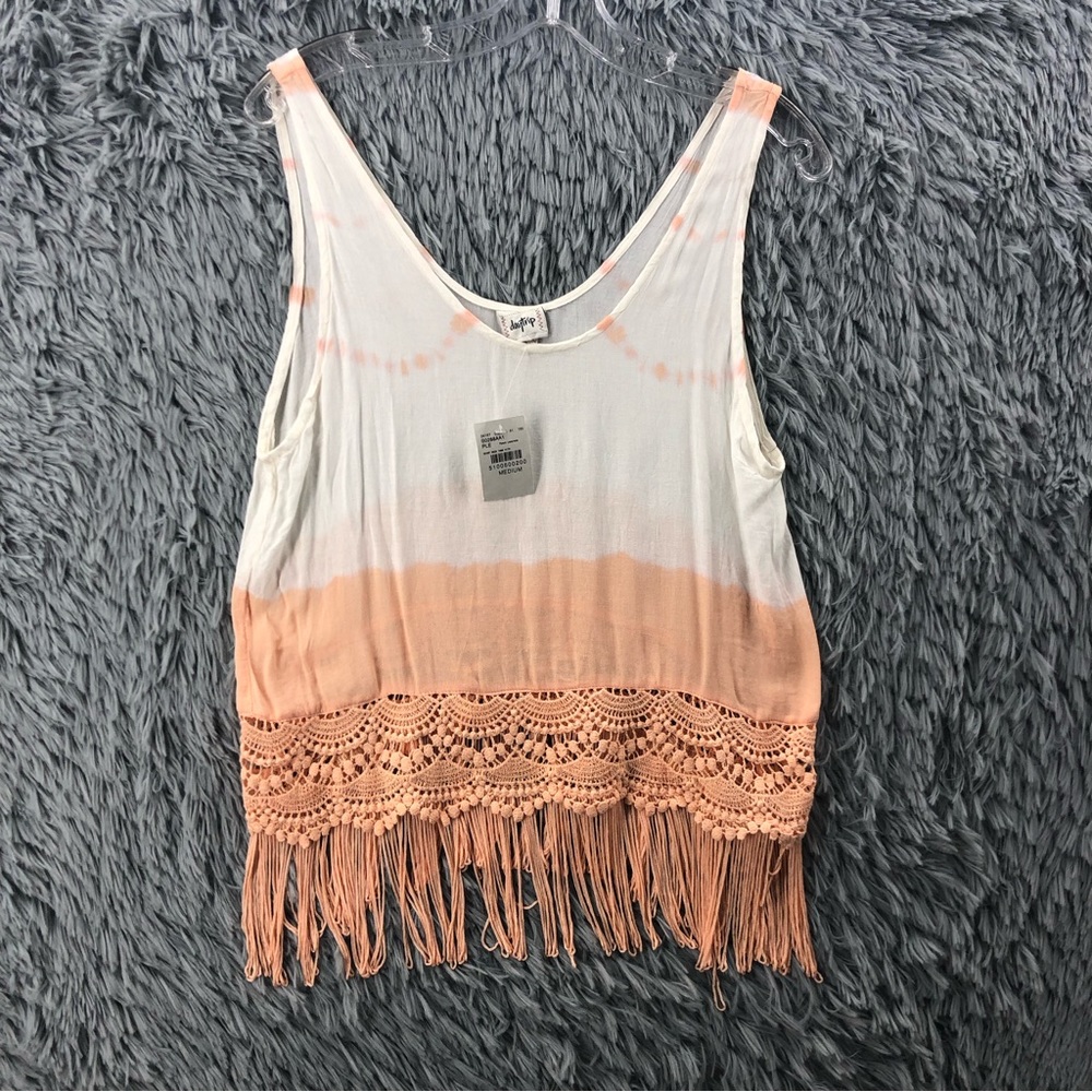 Daytrip Shirt Womens Medium Tie Dye Crotches Fringe Cowgirl Trim Top NWT